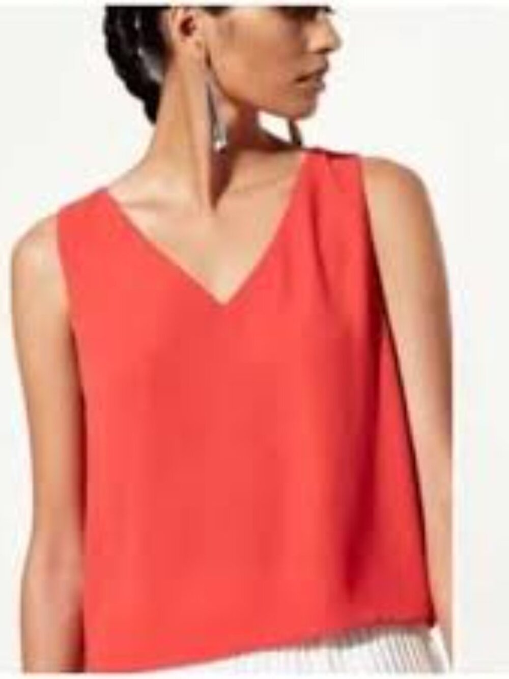 Aritzia Babaton Murphy Cropped V Neck Flowy Sleeveless Tank, Orange, Size XS